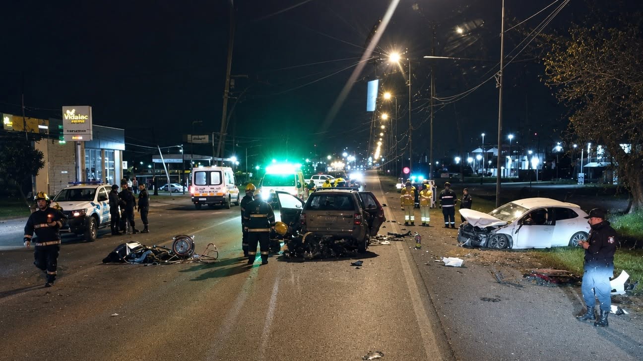 Triple choque en cadena sobre la Ruta 8 dejo varios heridos